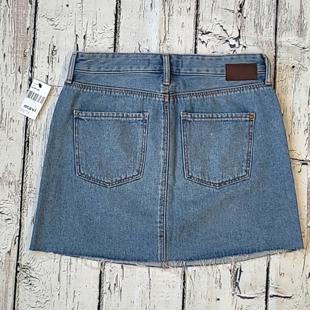 🆕️NWT Mavi Lindsay Raw Hem Light Wash Blue Denim Jean Skirt Womens Size Small - Picture 10 of 17